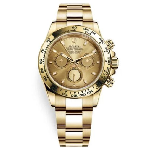 Rolex Cosmograph Daytona 116508 Champagne Index Oyster Yellow Gold Mens Watch